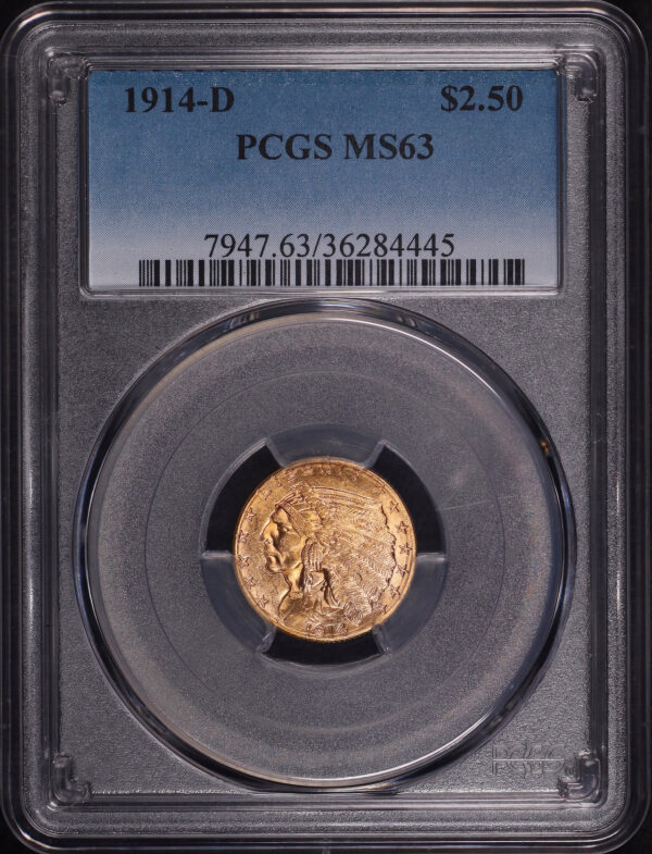 Obverse of this 1914-D Indian $2.5 PCGS MS-63