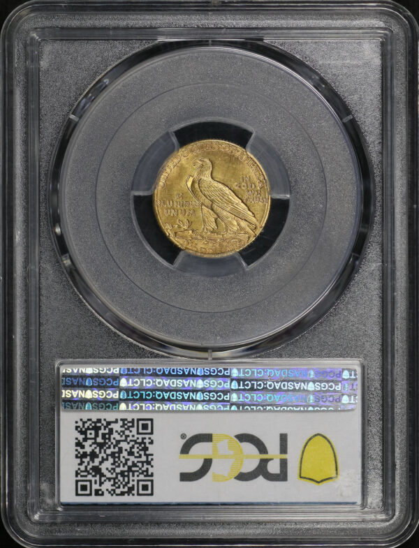 Reverse of this 1914-D Indian $2.5 PCGS MS-62