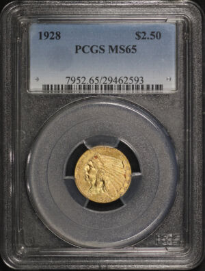 Obverse of this 1928 Indian $2.5 PCGS MS-65