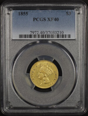 Obverse of this 1855 Three Dollar PCGS XF-40