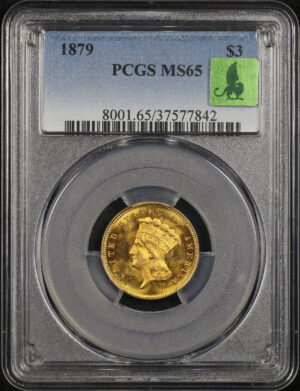 Obverse of this 1879 Three Dollar PCGS MS-65