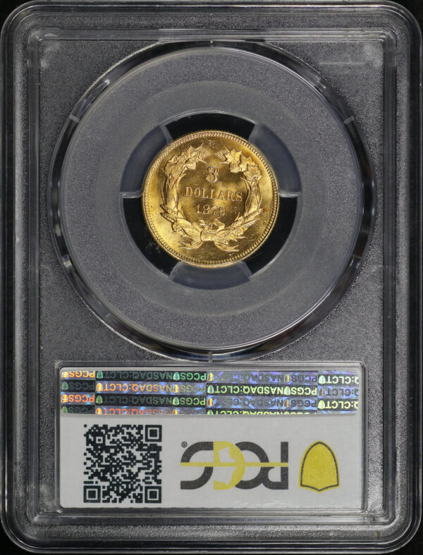 Reverse of this 1879 Three Dollar PCGS MS-65