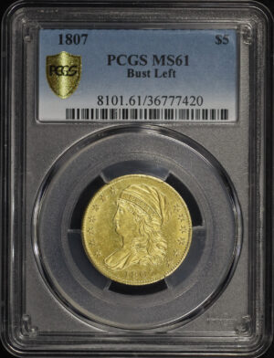 Obverse of this 1807 Capped Bust Left $5 PCGS MS-61