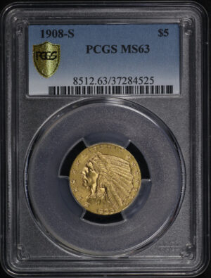 Obverse of this 1908-S Indian $5 PCGS MS-63