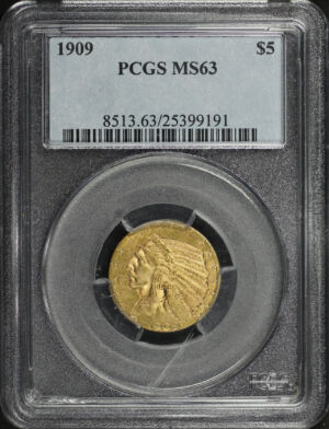 Obverse of this 1909 Indian $5 PCGS MS-63