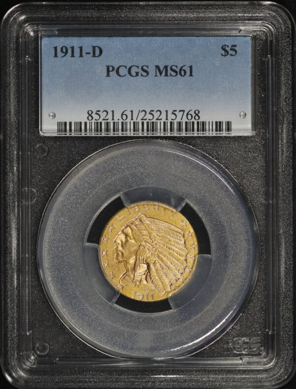 Obverse of this 1911-D Indian $5 PCGS MS-61