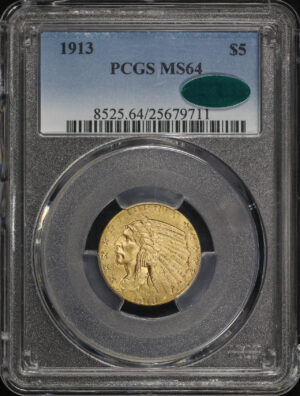 Obverse of this 1913 Indian $5 PCGS MS-64 CAC