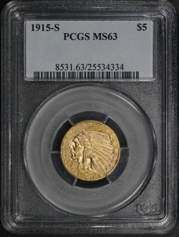Obverse of this 1915-S Indian $5 PCGS MS-63