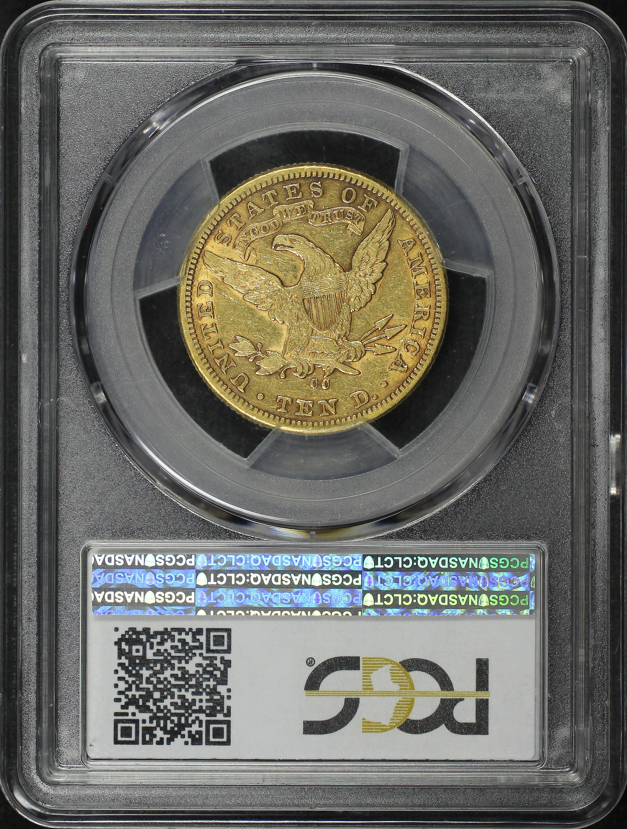 Reverse of this 1881-CC Liberty Head $10 PCGS XF-45