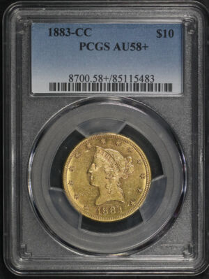 Obverse of this 1883-CC Liberty Head $10 PCGS AU-58+