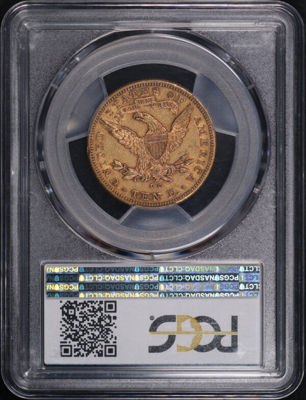 Reverse of this 1891-CC Liberty Head $10 PCGS AU-50