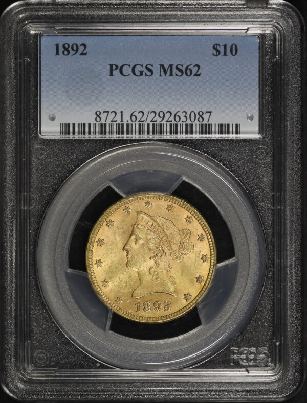 Obverse of this 1892 Liberty Head $10 PCGS MS-62