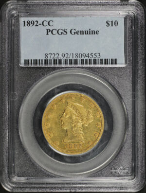 Obverse of this 1892-CC Liberty Head $10 PCGS Details Cleaned