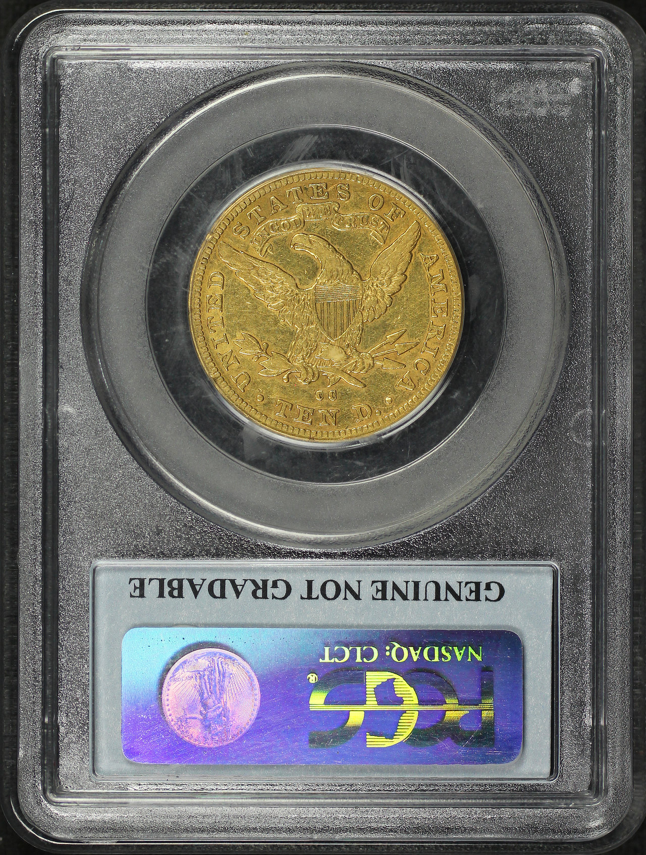 Reverse of this 1892-CC Liberty Head $10 PCGS Details Cleaned