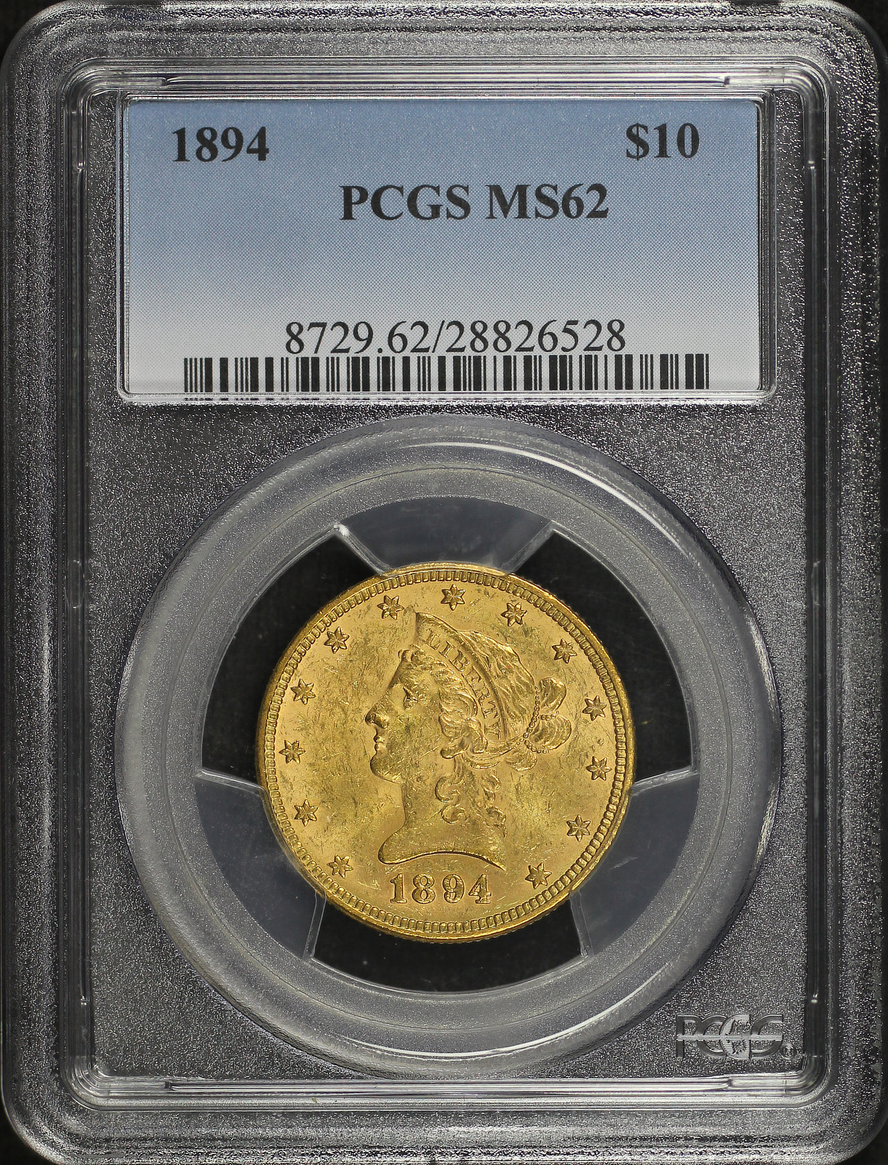 Obverse of this 1894 Liberty Head $10 PCGS MS-62