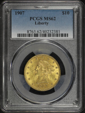 Obverse of this 1907 Liberty Head $10 PCGS MS-62