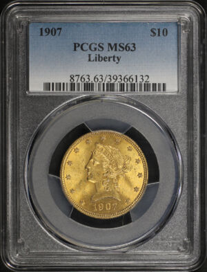 Obverse of this 1907 Liberty Head $10 PCGS MS-63