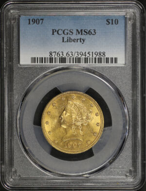 Obverse of this 1907 Liberty Head $10 PCGS MS-63