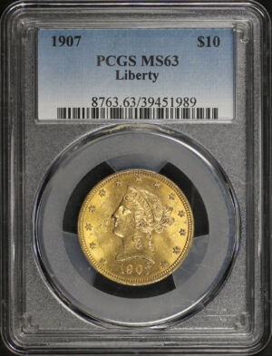Obverse of this 1907 Liberty Head $10 PCGS MS-63