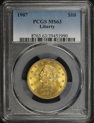 Obverse of this 1907 Liberty Head $10 PCGS MS-63