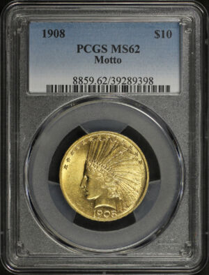 Obverse of this 1908 Indian $10 Motto PCGS MS-62