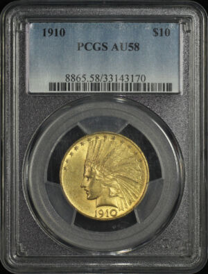 Obverse of this 1910 Indian $10 Motto PCGS AU-58