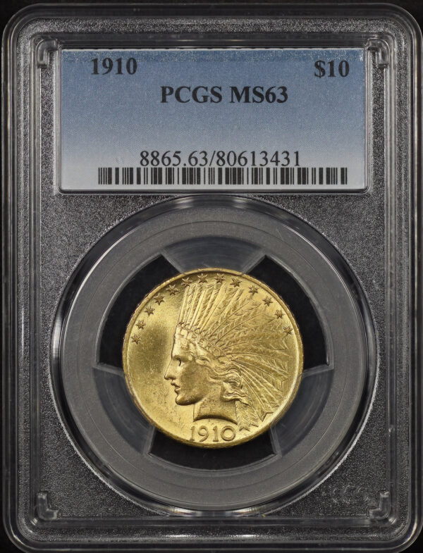 Obverse of this 1910 Indian $10 Motto PCGS MS-63