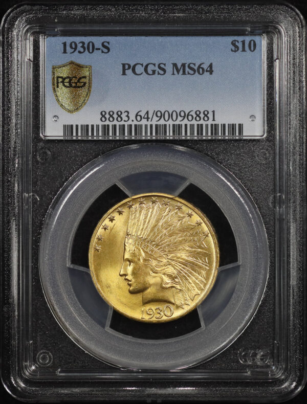 Obverse of this 1930-S Indian $10 Motto PCGS MS-64