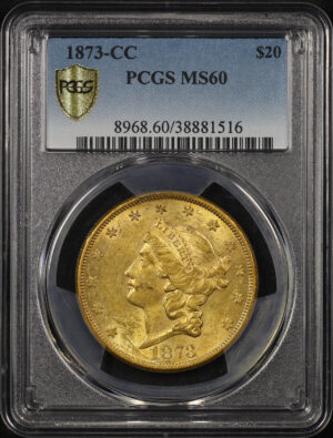 Obverse of this 1873-CC Liberty Head $20 PCGS MS-60