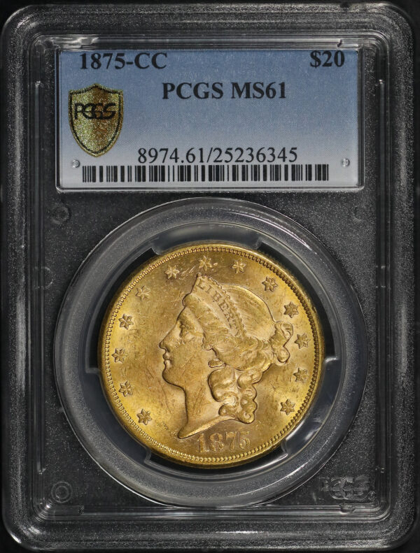 Obverse of this 1875-CC Liberty Head $20 Type 2 PCGS MS-61