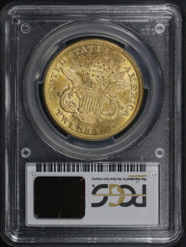 Reverse of this 1875-CC Liberty Head $20 PCGS MS-61