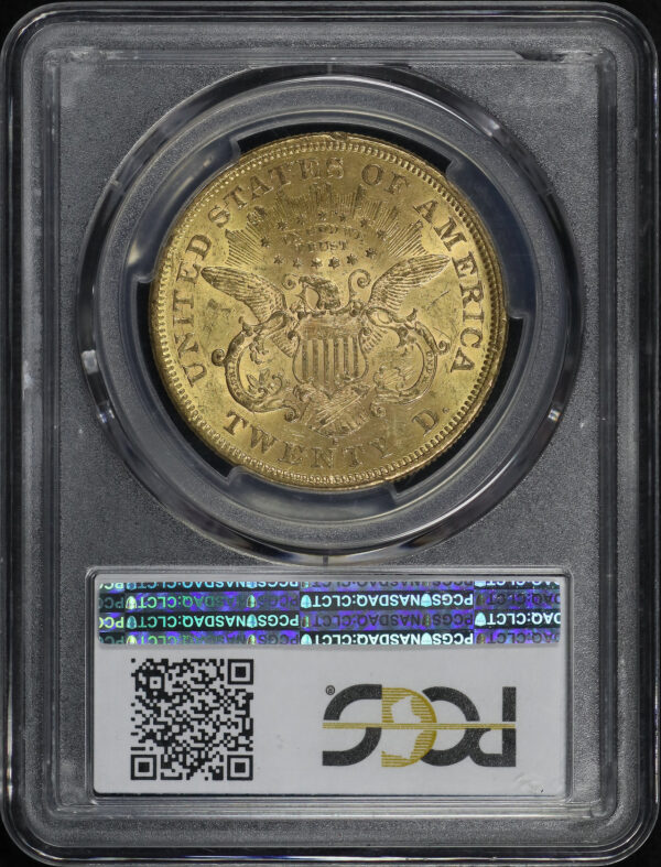 Reverse of this 1875-S Liberty Head $20 PCGS MS-61