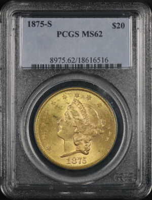 Obverse of this 1875-S Liberty Head $20 PCGS MS-62