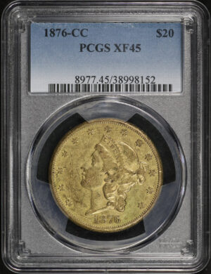 Obverse of this 1876-CC Liberty Head $20 PCGS XF-45