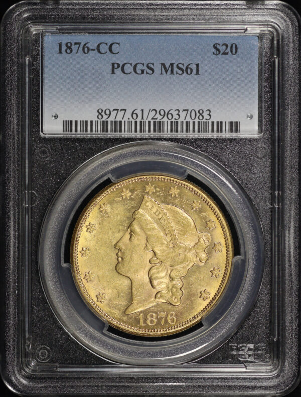 Obverse of this 1876-CC Liberty Head $20 Type 2 PCGS MS-61