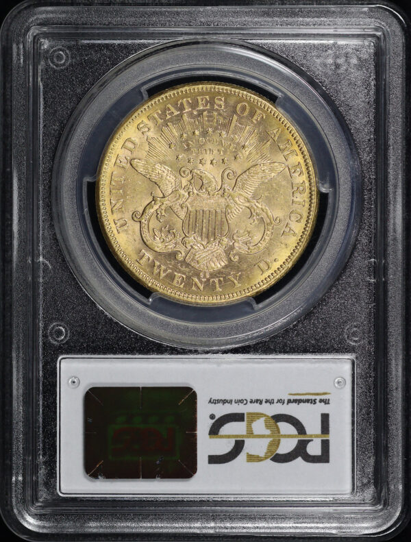 Reverse of this 1876-CC Liberty Head $20 PCGS MS-61