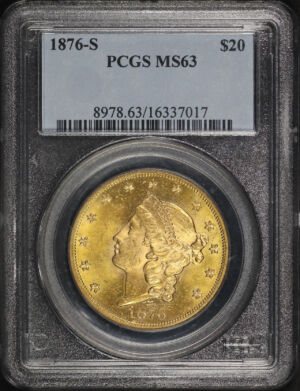 Obverse of this 1876-S Liberty Head $20 PCGS MS-63
