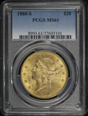 Obverse of this 1880-S Liberty Head $20 Type 3 PCGS MS-61