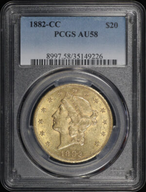 Obverse of this 1882-CC Liberty Head $20 Type 3 PCGS AU-58