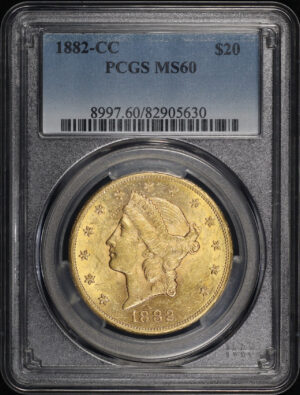 Obverse of this 1882-CC Liberty Head $20 Type 3 PCGS MS-60
