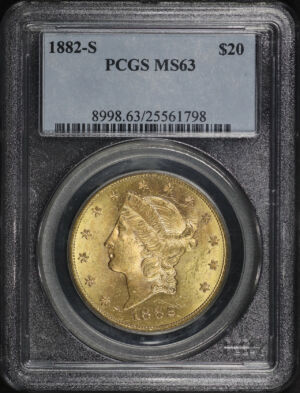 Obverse of this 1882-S Liberty Head $20 Type 3 PCGS MS-63