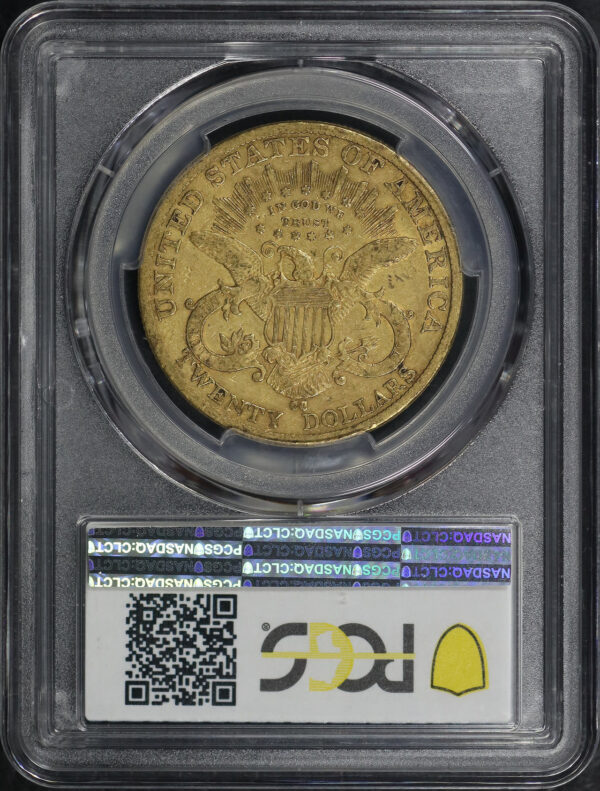 Reverse of this 1884-CC Liberty Head $20 Type 3 PCGS F-15