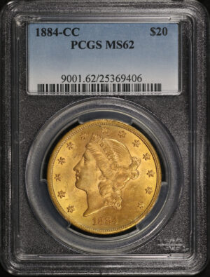 Obverse of this 1884-CC Liberty Head $20 Type 3 PCGS MS-62