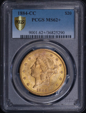 Obverse of this 1884-CC Liberty Head $20 Type 3 PCGS MS-62+