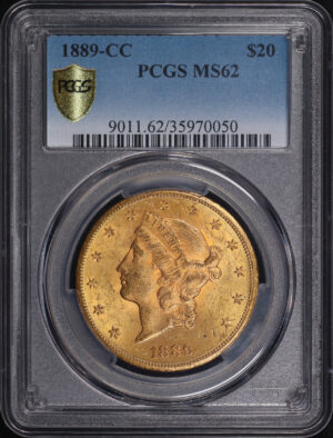 Obverse of this 1889-CC Liberty Head $20 Type 3 PCGS MS-62