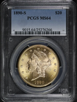 Obverse of this 1890-S Liberty Head $20 Type 3 PCGS MS-64