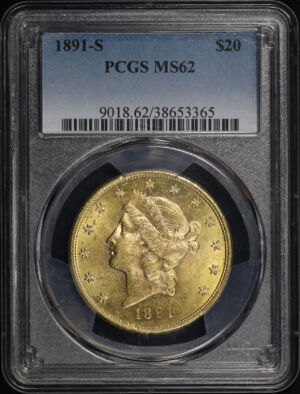 Obverse of this 1891-S Liberty Head $20 Type 3 PCGS MS-62