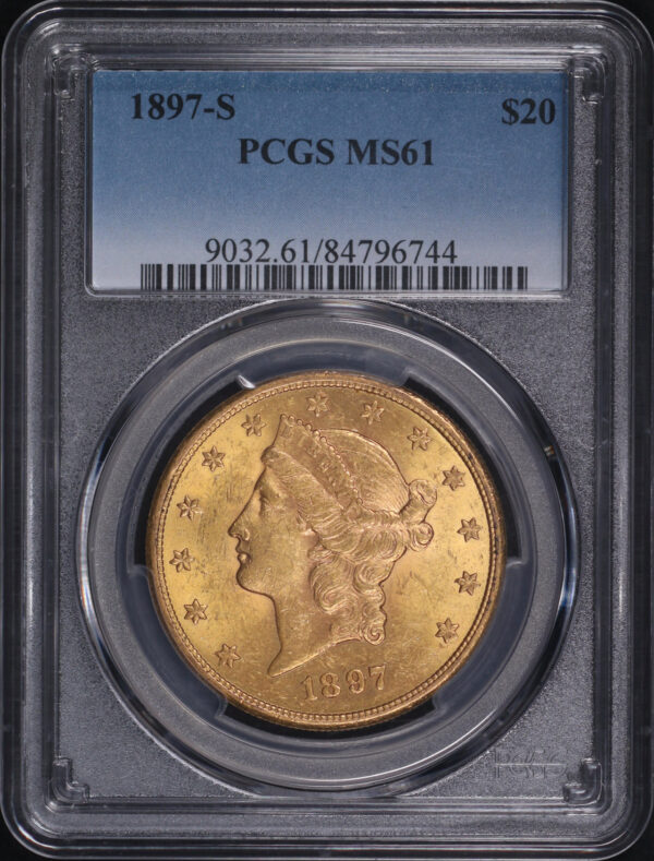 Obverse of this 1897-S Liberty Head $20 Type 3 PCGS MS-61