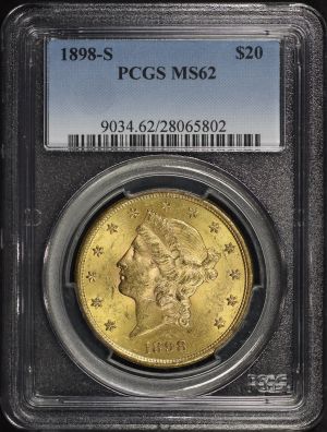 Obverse of this 1898-S Liberty Head $20 Type 3 PCGS MS-62