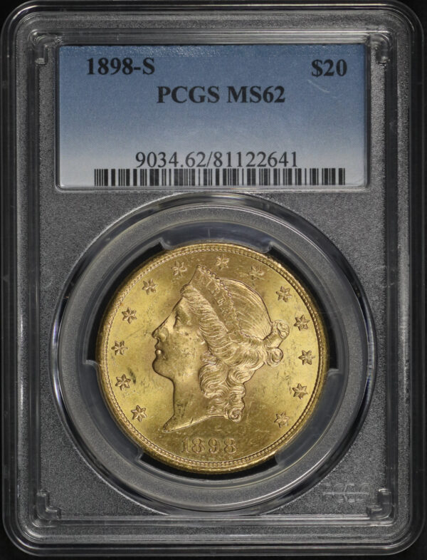 Obverse of this 1898-S Liberty Head $20 Type 3 PCGS MS-62